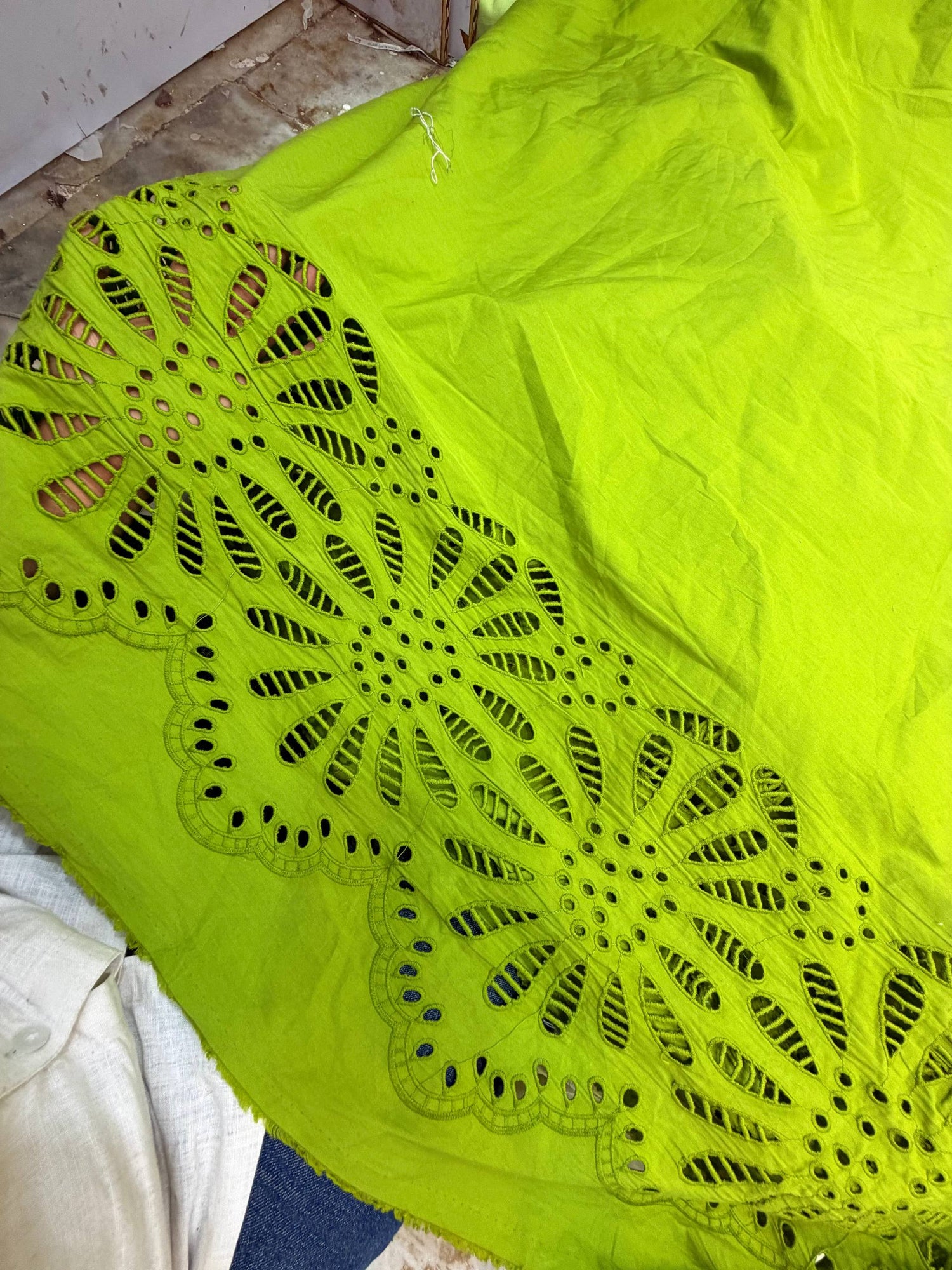 Premium Fine GPO LACEWORK Hakuba Chikan Work On Pure Cotton FABRIC (Big WIDTH!!)