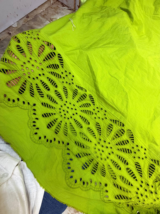 Premium Fine GPO LACEWORK Hakuba Chikan Work On Pure Cotton FABRIC (Big WIDTH!!)
