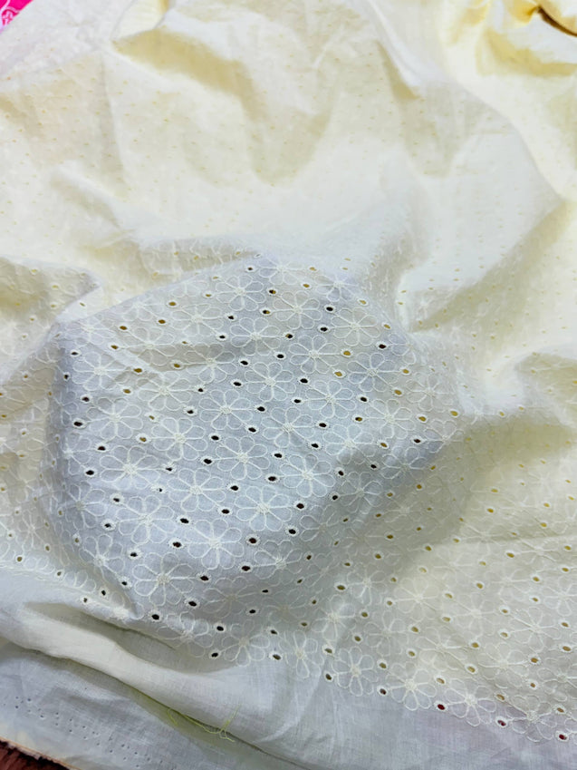 Most Premium Pure Cotton Hakuba Chikankari Fabric (Big WIDTH!!)
