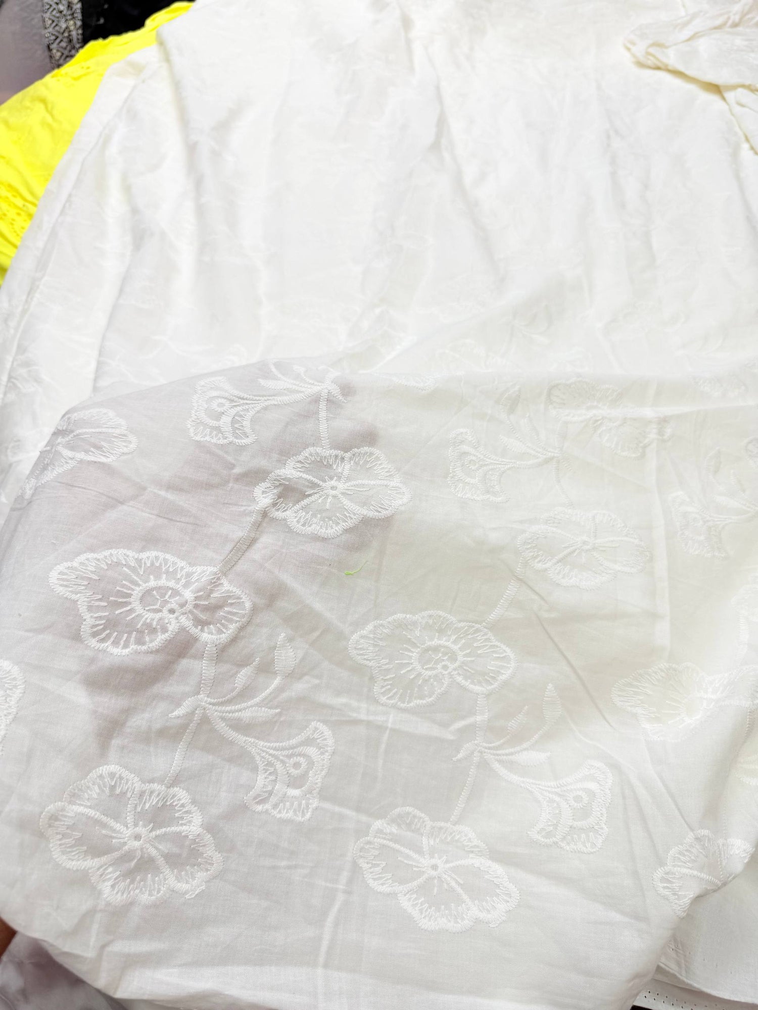Most Premium Pure Cotton Chikankari Fabric (Big WIDTH!!) (Dyeable Also)