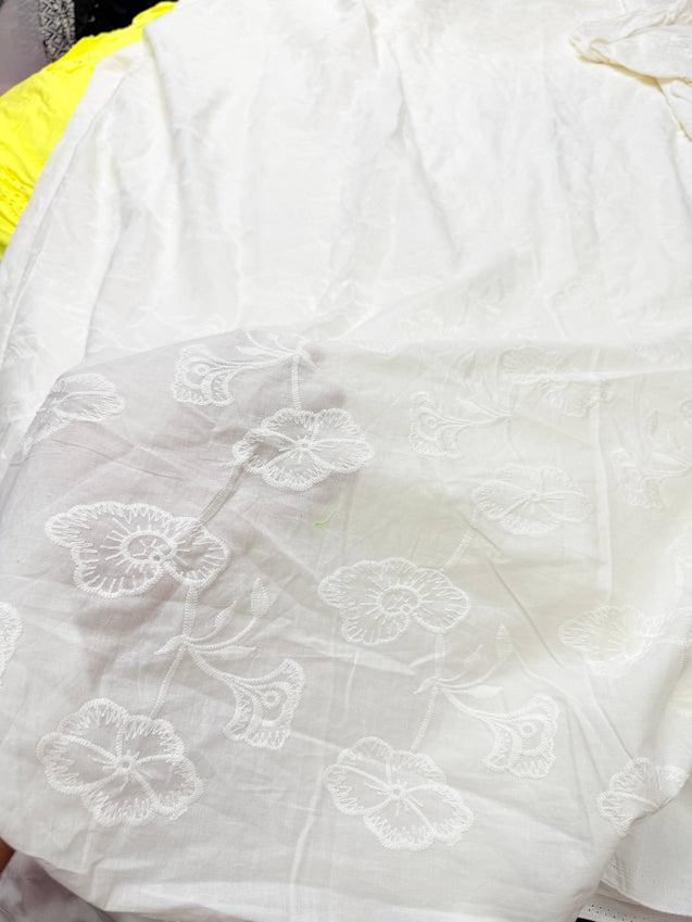 Most Premium Pure Cotton Chikankari Fabric (Big WIDTH!!) (Dyeable Also)