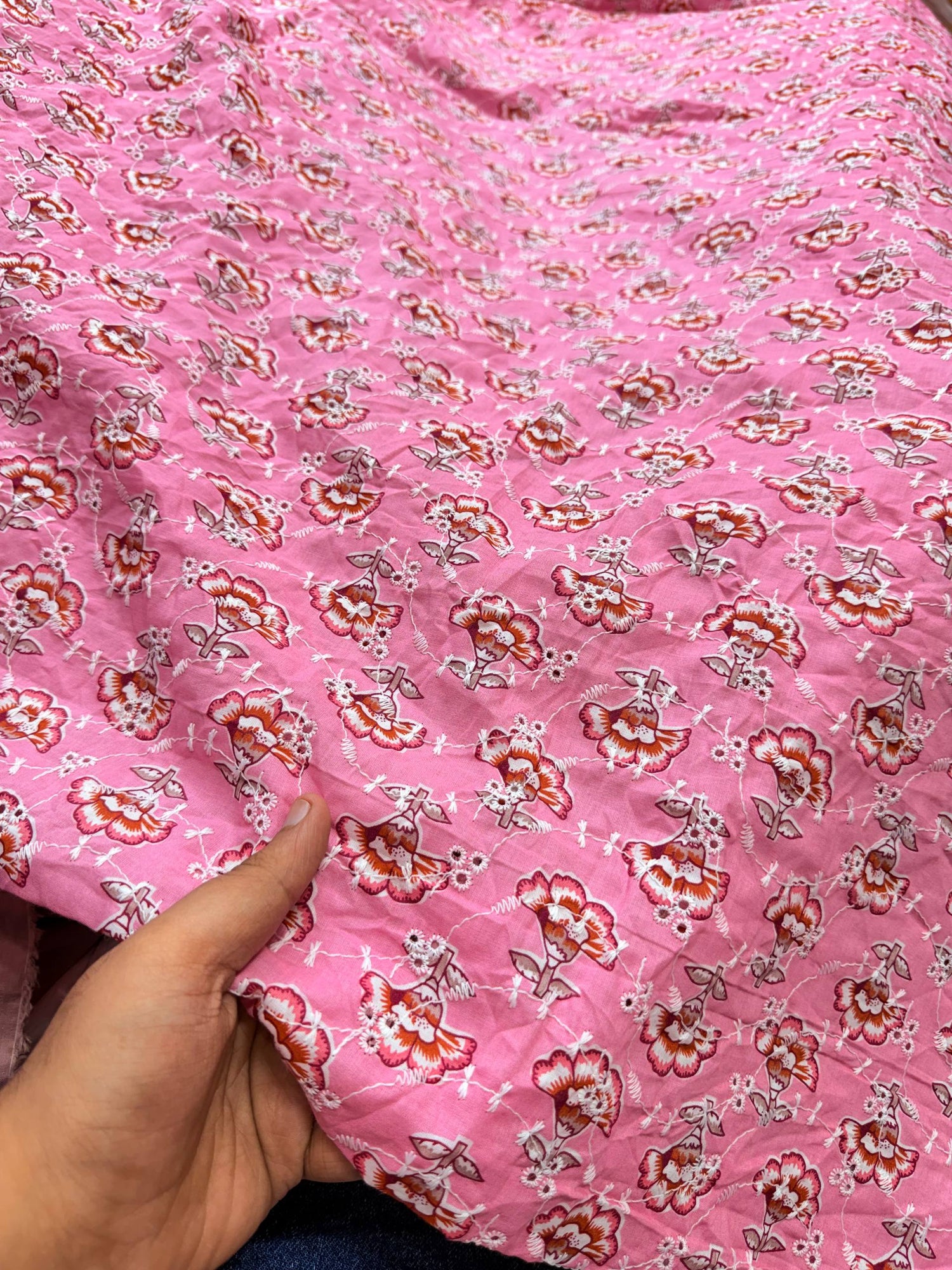 Most Premium Pure Cotton Hakuba Chikankari Printed Fabric (Big WIDTH!!)