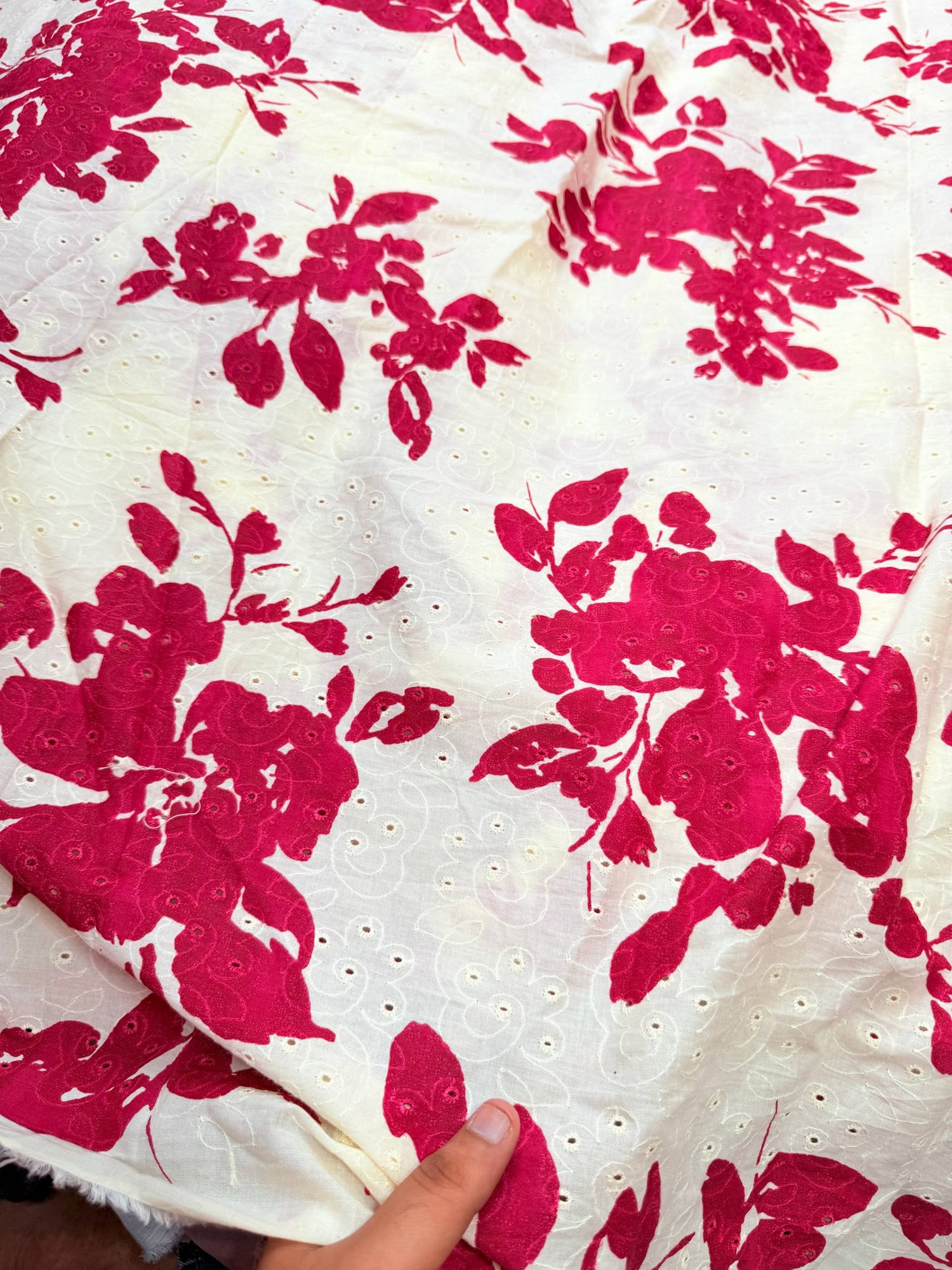 Most Premium Pure Cotton Hakuba Chikankari Printed Fabric (Big WIDTH!!)