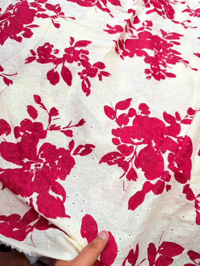 Most Premium Pure Cotton Hakuba Chikankari Printed Fabric (Big WIDTH!!)