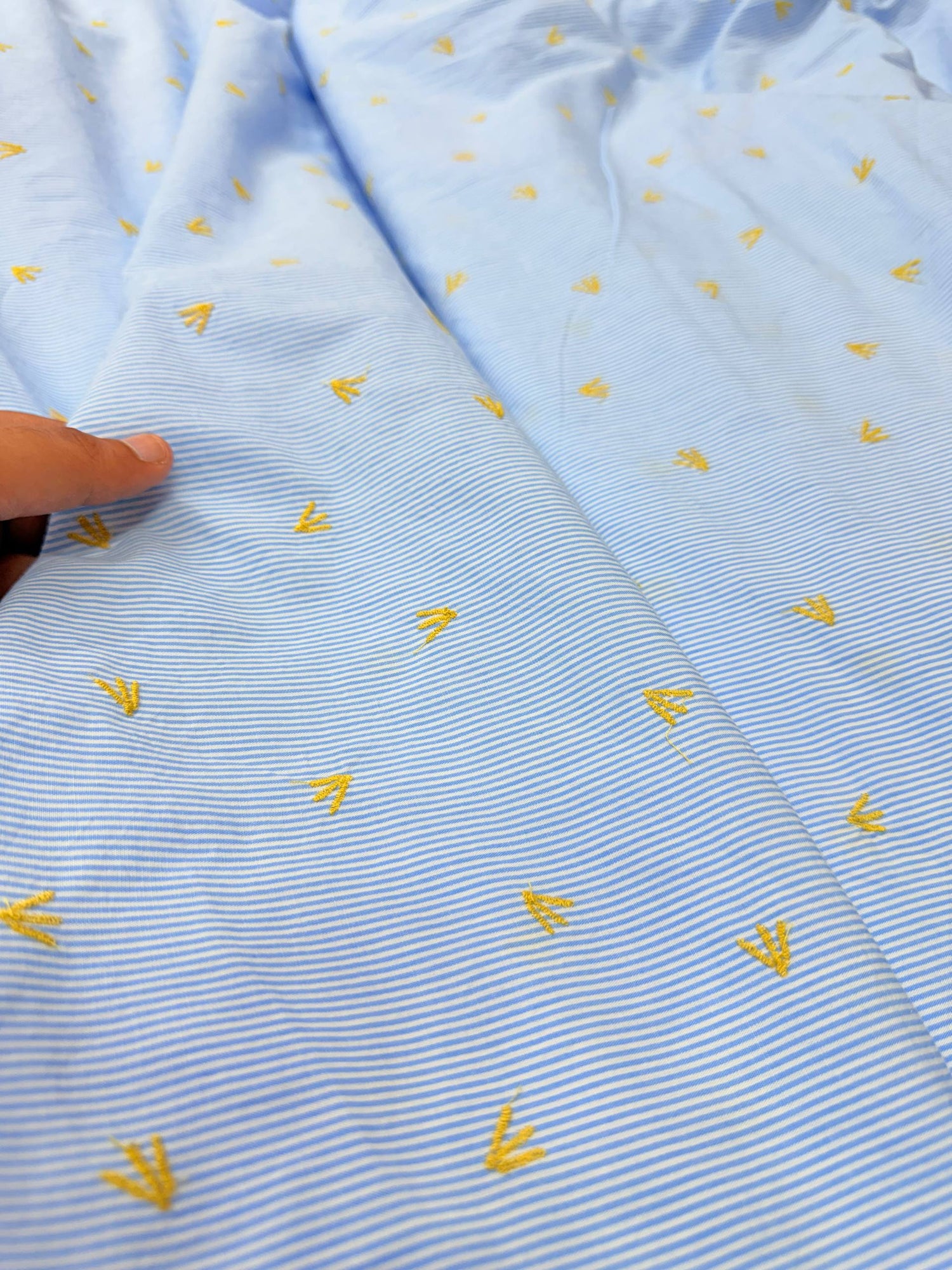 Most Premium Pure Fine Thread Embroidery On Stripes Cotton FABRIC (Big WIDTH!!)