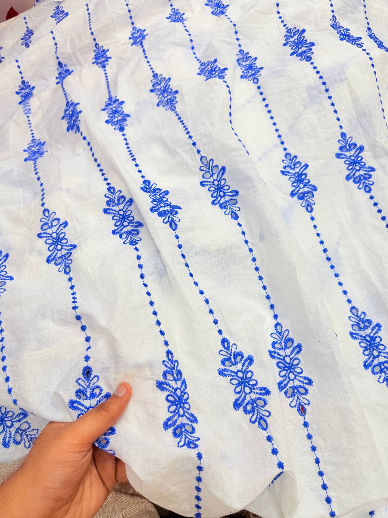 Most Premium Pure Cotton Chikankari Fabric (Big WIDTH!!)