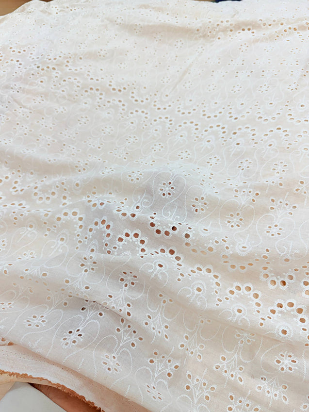 Most Premium Pure Cotton Hakuba Chikankari Fabric (Big WIDTH!!)