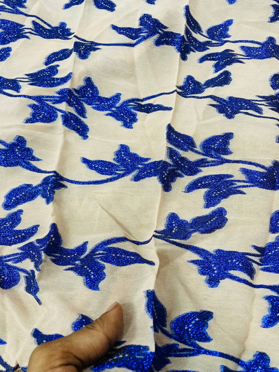 Cut Piece SALE- Premium Designer HAKUBA CHIKANKARI FABRICS IN SALE - Cut SIZE (3.40) METER