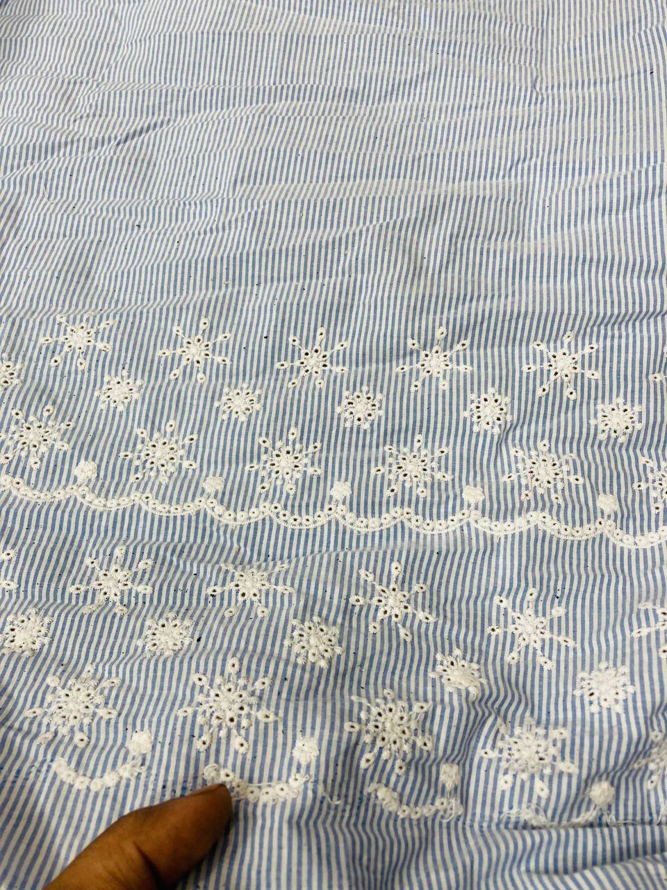 Cut Piece SALE- Premium Designer HAKUBA CHIKANKARI FABRICS IN SALE - Cut SIZE (1.95) METER