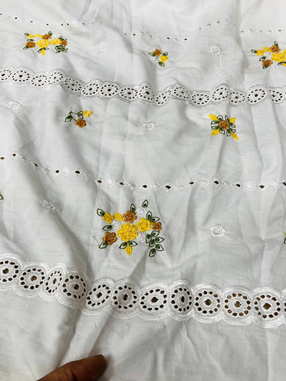 Cut Piece SALE- Premium Designer HAKUBA CHIKANKARI FABRICS IN SALE - Cut SIZE (3) METER