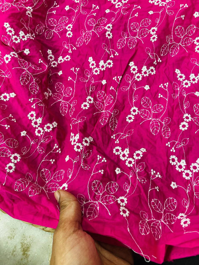 Cut Piece SALE- Premium Designer HAKUBA CHIKANKARI FABRICS IN SALE - Cut SIZE (1) METER