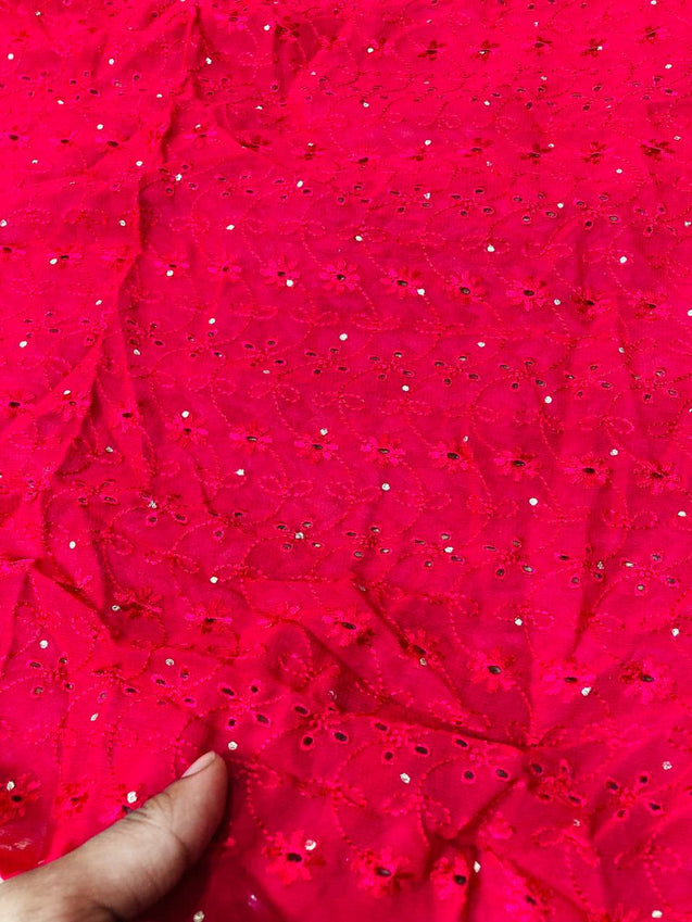 Cut Piece SALE- Premium Designer HAKUBA CHIKANKARI FABRICS IN SALE - Cut SIZE (2) METER