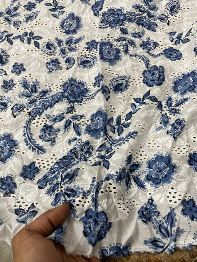 Cut Piece SALE- Premium Designer HAKUBA CHIKANKARI FABRICS IN SALE - Cut SIZE (1) METER
