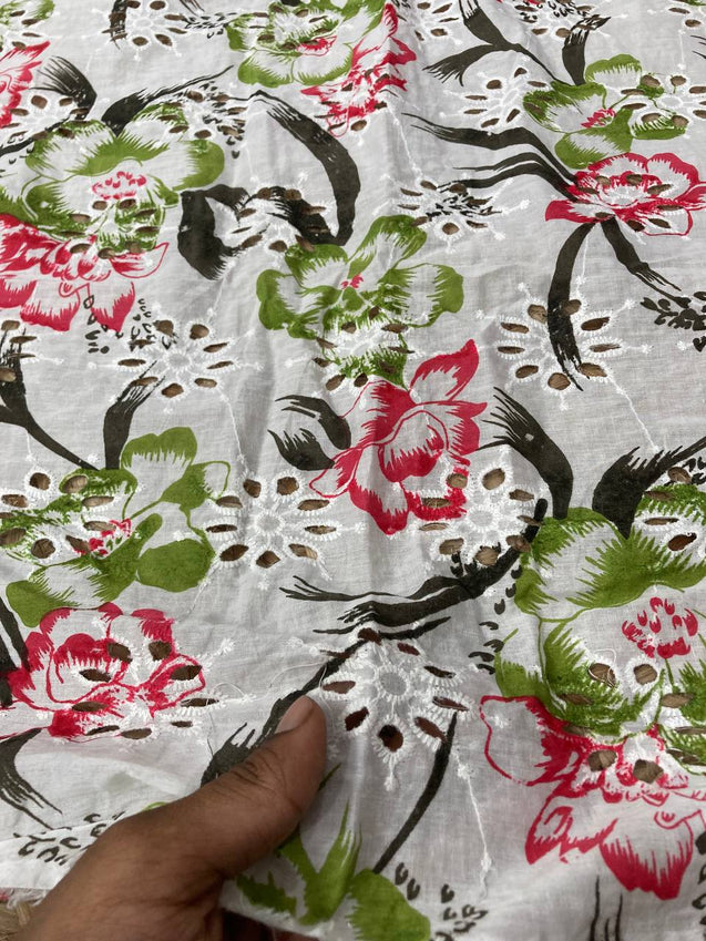 Cut Piece SALE- Premium Designer HAKUBA CHIKANKARI FABRICS IN SALE - Cut SIZE (5.70) METER