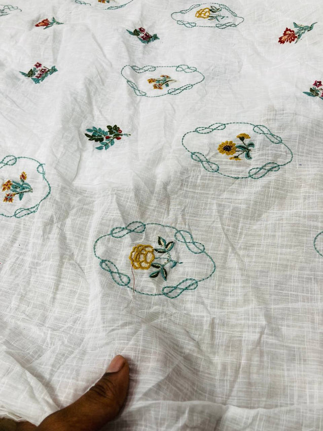 Cut Piece SALE- Premium Designer HAKUBA CHIKANKARI FABRICS IN SALE - Cut SIZE (2.35) METER