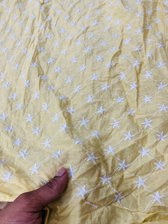 Cut Piece SALE- Premium Designer HAKUBA CHIKANKARI FABRICS IN SALE - Cut SIZE (1.5) METER