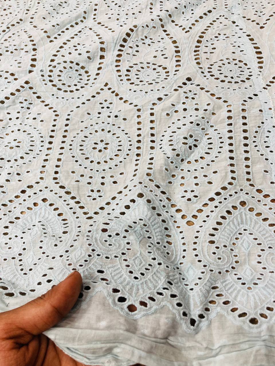 Cut Piece SALE- Premium Designer HAKUBA CHIKANKARI FABRICS IN SALE - Cut SIZE (1) METER