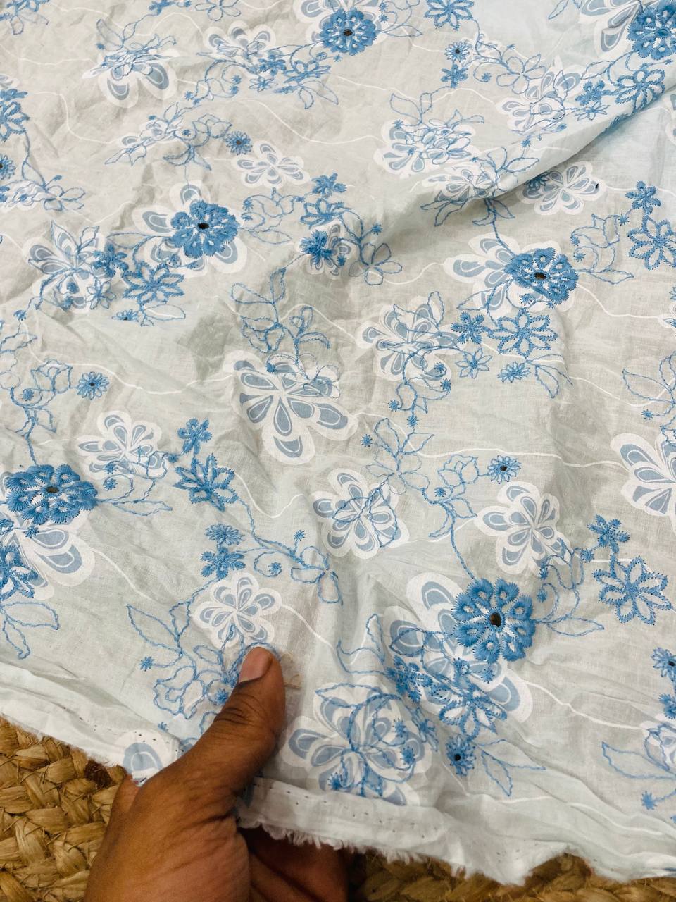 Cut Piece SALE- Premium Designer HAKUBA CHIKANKARI FABRICS IN SALE - Cut SIZE (1) METER