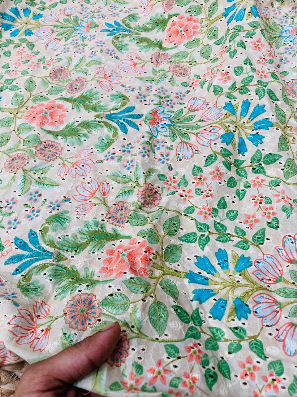 Cut Piece SALE- Premium Designer HAKUBA CHIKANKARI FABRICS IN SALE - Cut SIZE (5.5) METER
