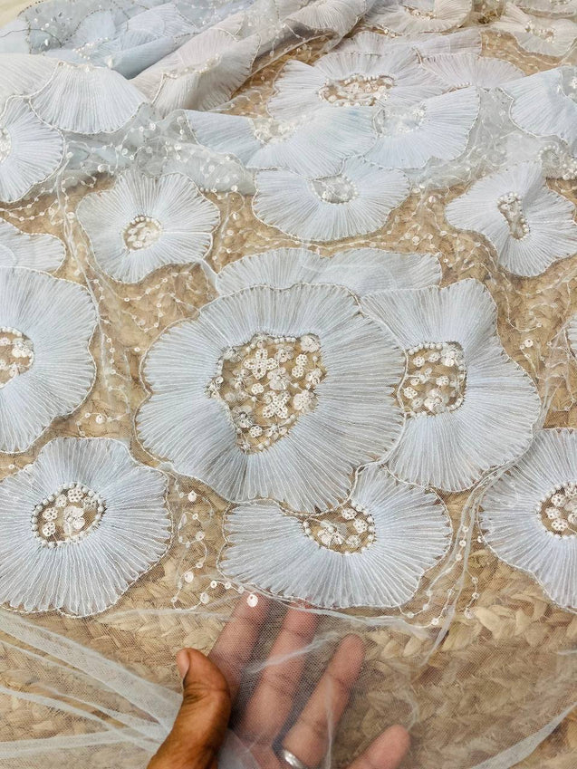 Cut Piece SALE- Premium Designer HAKUBA CHIKANKARI FABRICS IN SALE - Cut SIZE (1.5) METER