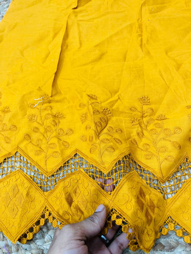 Cut Piece SALE- Premium Designer HAKUBA CHIKANKARI FABRICS IN SALE - Cut SIZE (0.80) METER