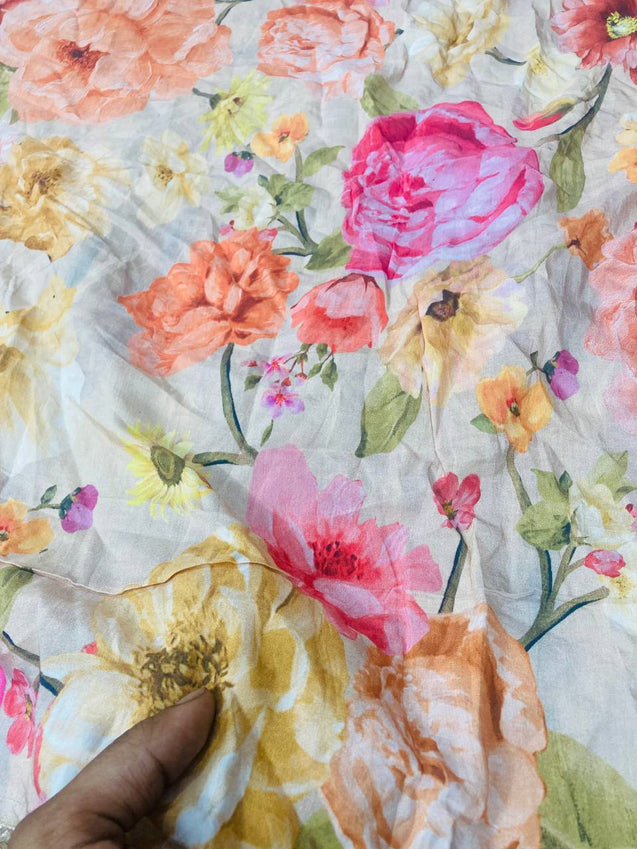 Cut Piece SALE- Premium Designer HAKUBA CHIKANKARI FABRICS IN SALE - Cut SIZE (0.75) METER
