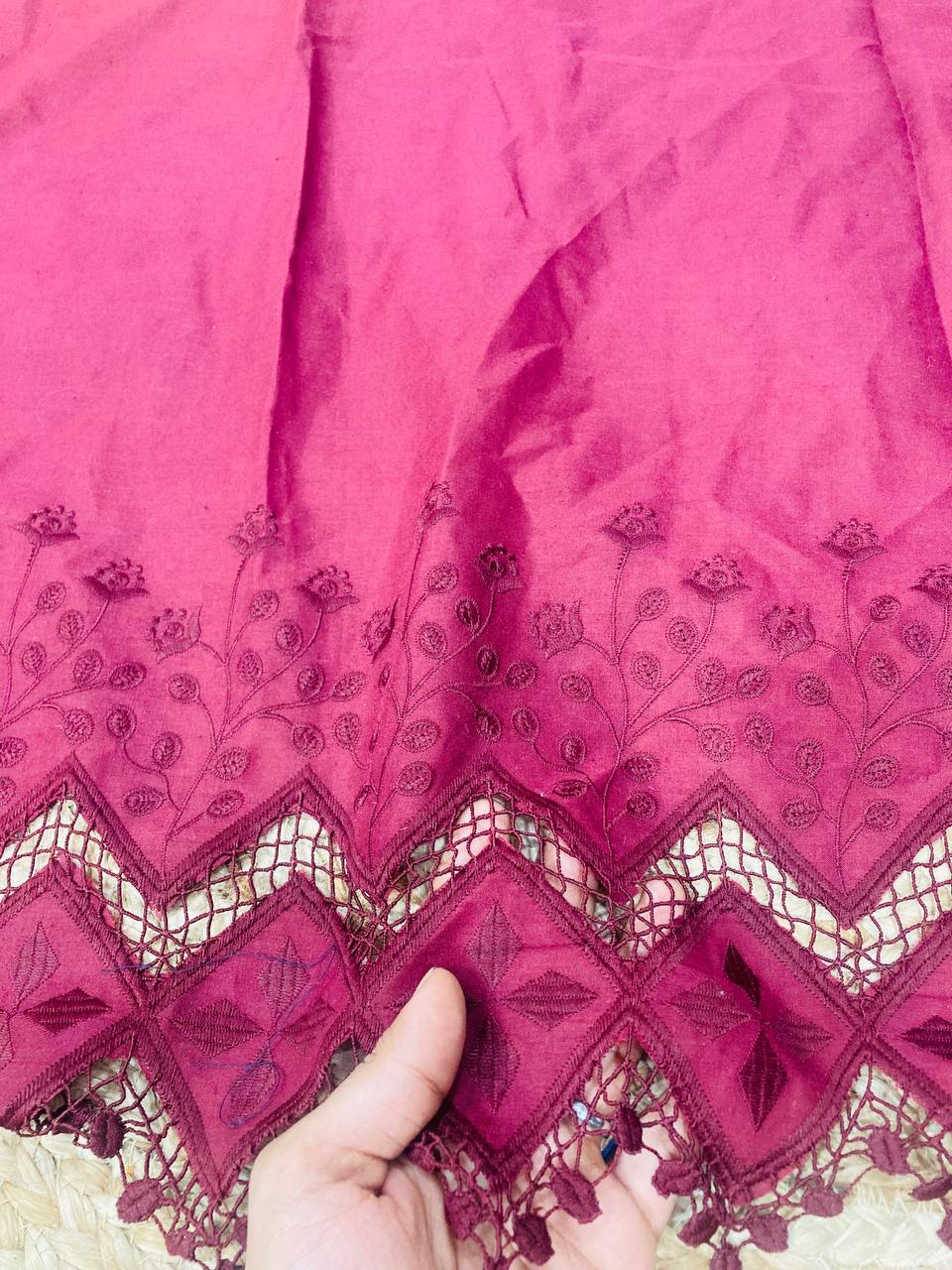 Cut Piece SALE- Premium Designer HAKUBA CHIKANKARI FABRICS IN SALE - Cut SIZE (2.20) METER