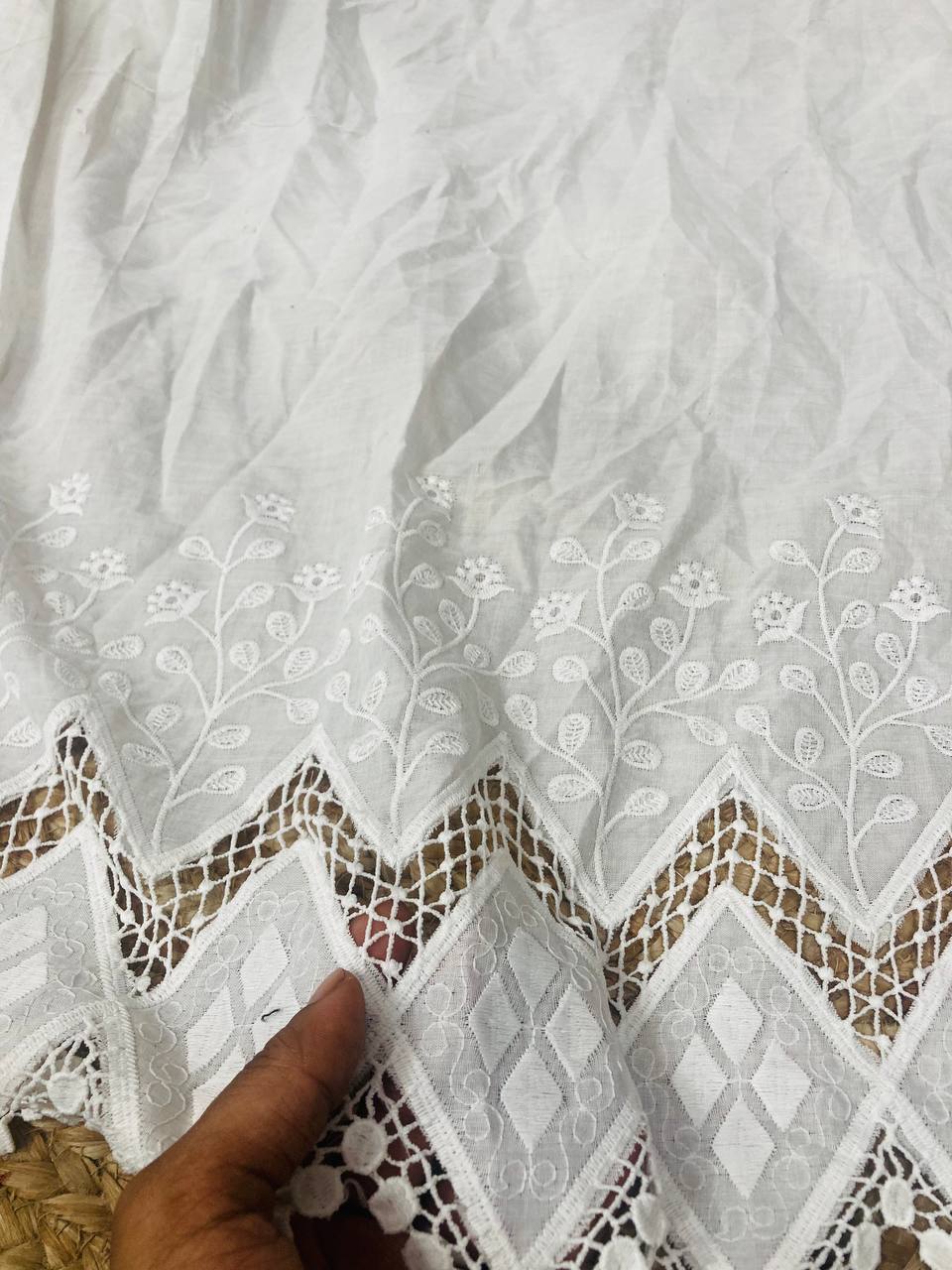 Cut Piece SALE- Premium Designer HAKUBA CHIKANKARI FABRICS IN SALE - Cut SIZE (0.90) METER