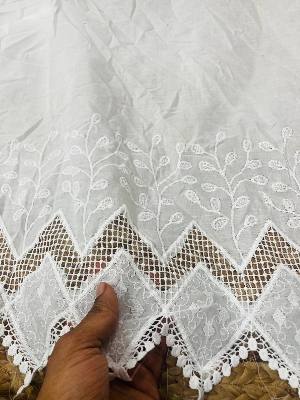 Cut Piece SALE- Premium Designer HAKUBA CHIKANKARI FABRICS IN SALE - Cut SIZE (2.40) METER