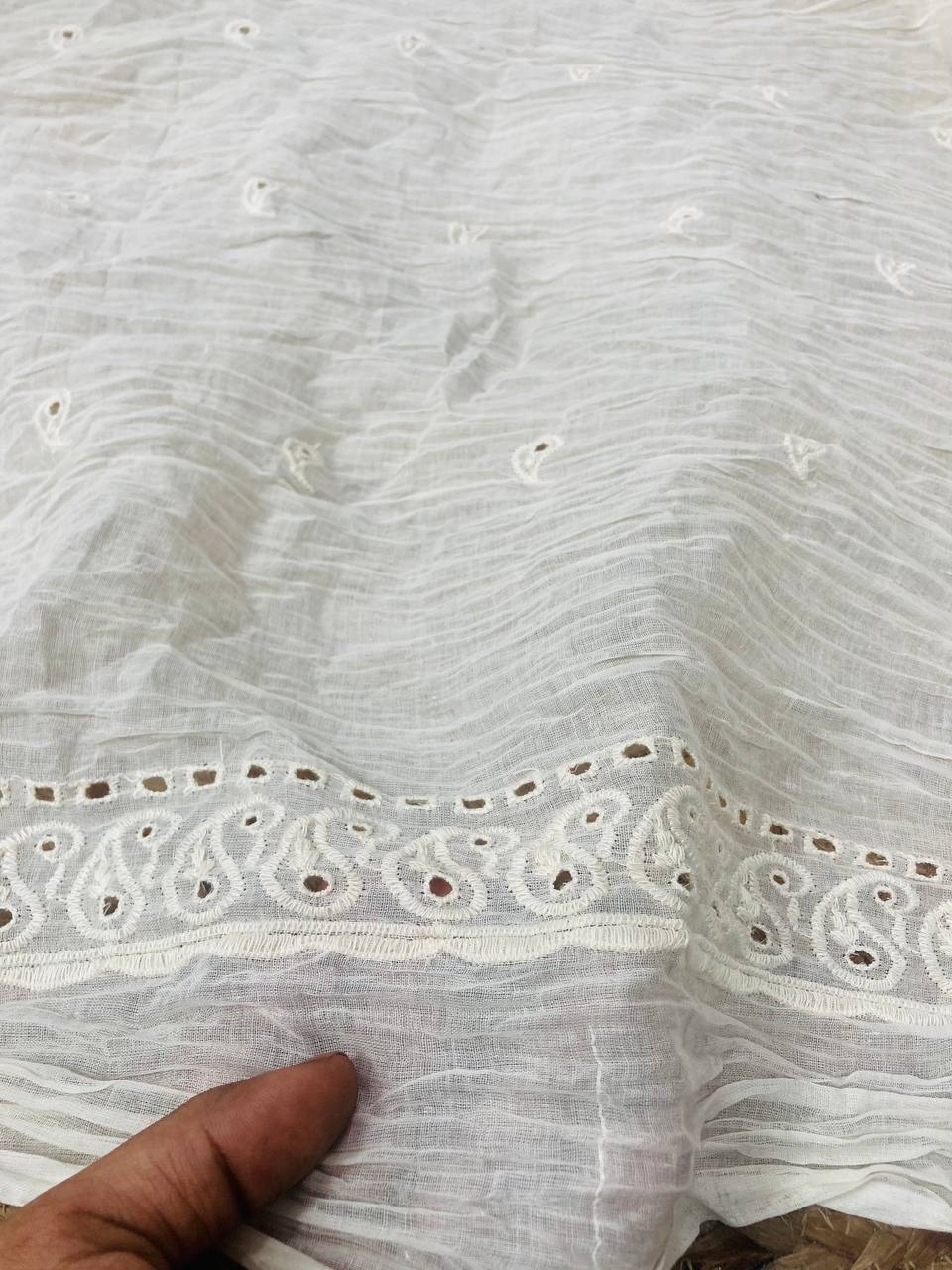 Cut Piece SALE- Premium Designer HAKUBA CHIKANKARI FABRICS IN SALE - Cut SIZE (5.25) METER