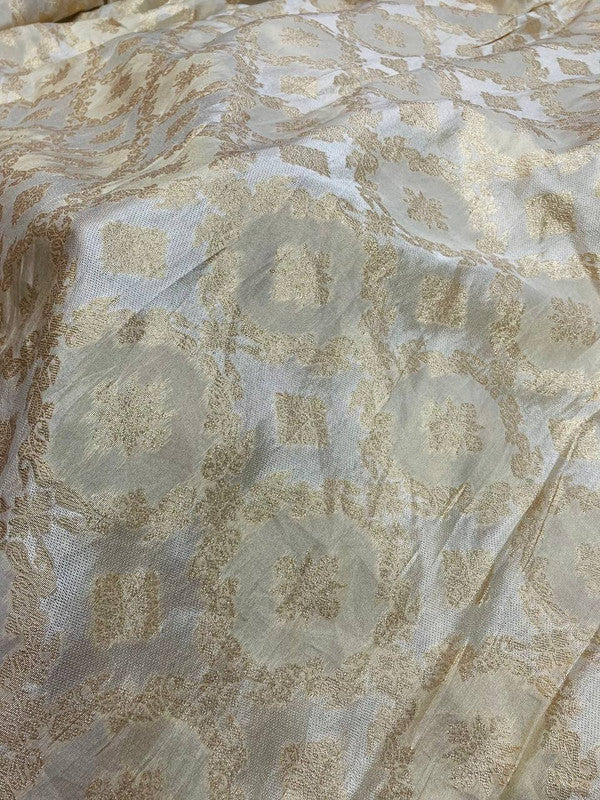 MOST Premium Russian (Cosmos) SILK FABRIC ZARI WORK (Dyeable Also)