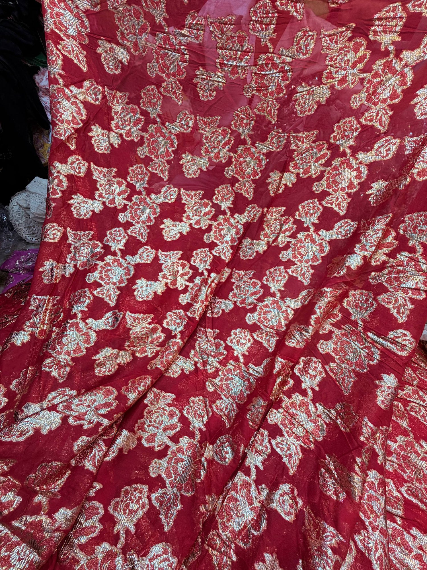 Most Premium Pure Georgette Fine Zari Weaving FABRIC (Big WIDTH!!)