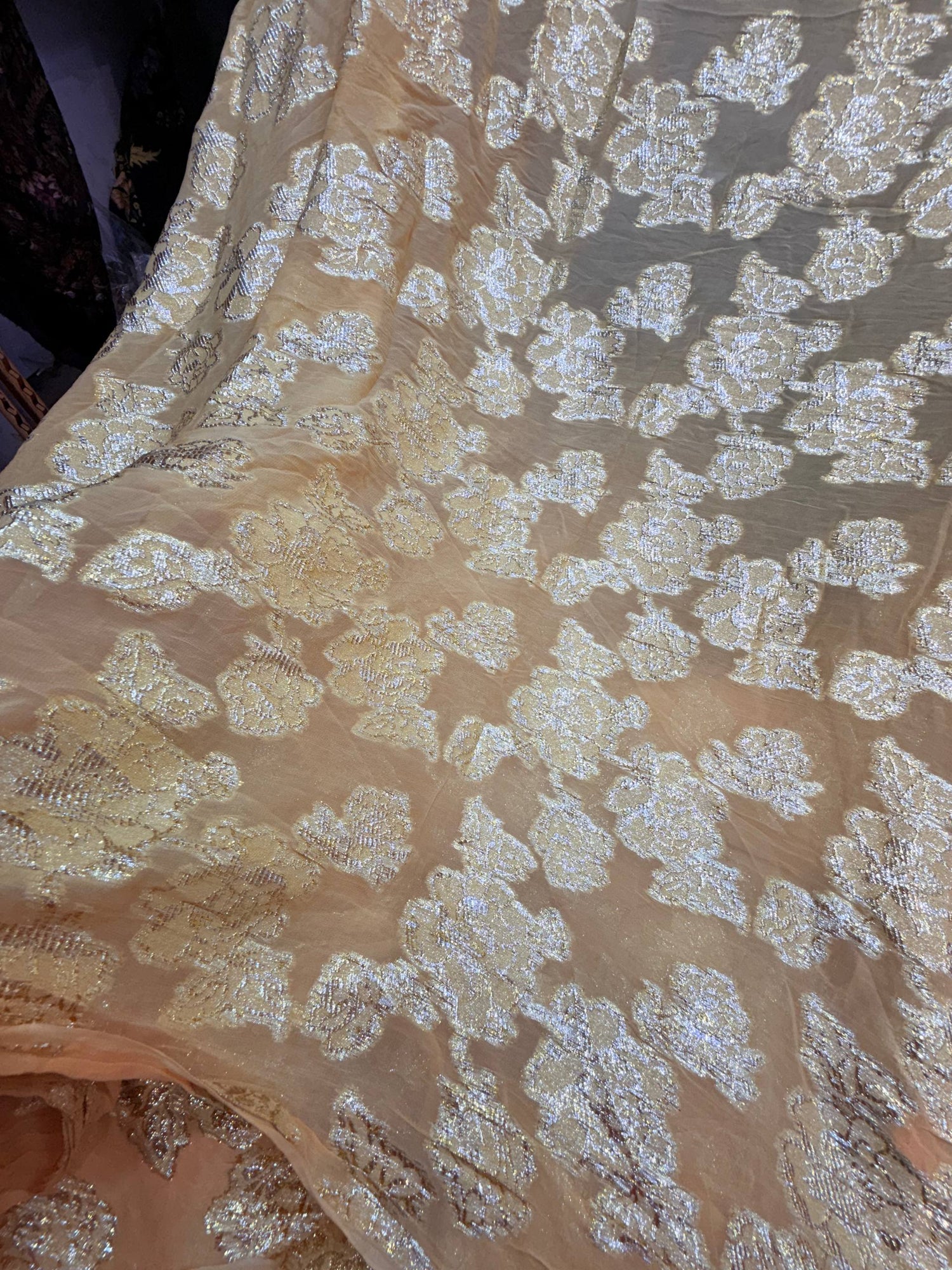 Most Premium Pure Georgette Fine Zari Weaving FABRIC (Big WIDTH!!)