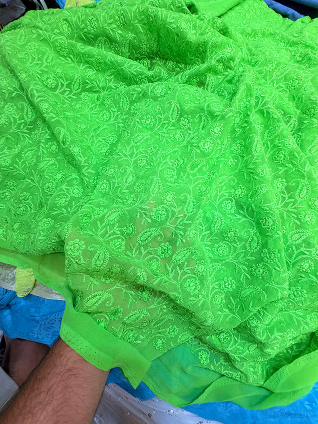 Most Premium Lucknowi Chikankari Work On Georgette FABRIC