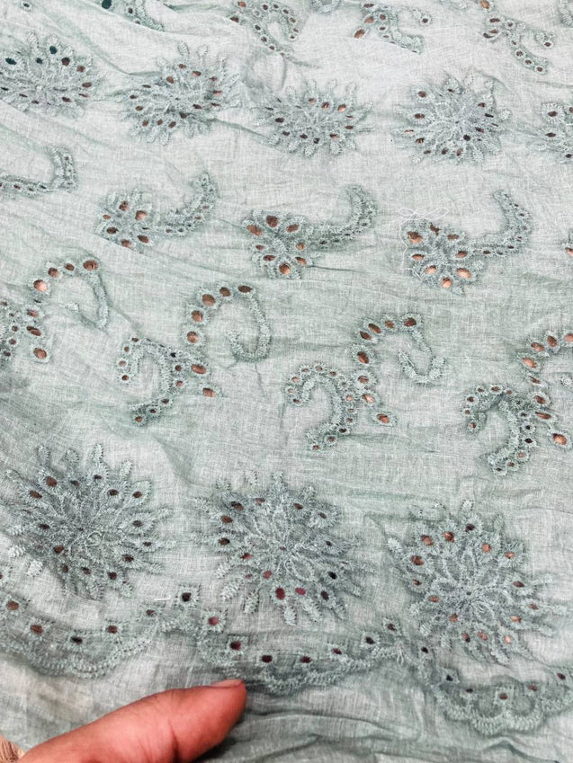 Cut Piece SALE- Premium Designer HAKUBA CHIKANKARI FABRICS IN SALE - Cut SIZE (2.5) METER