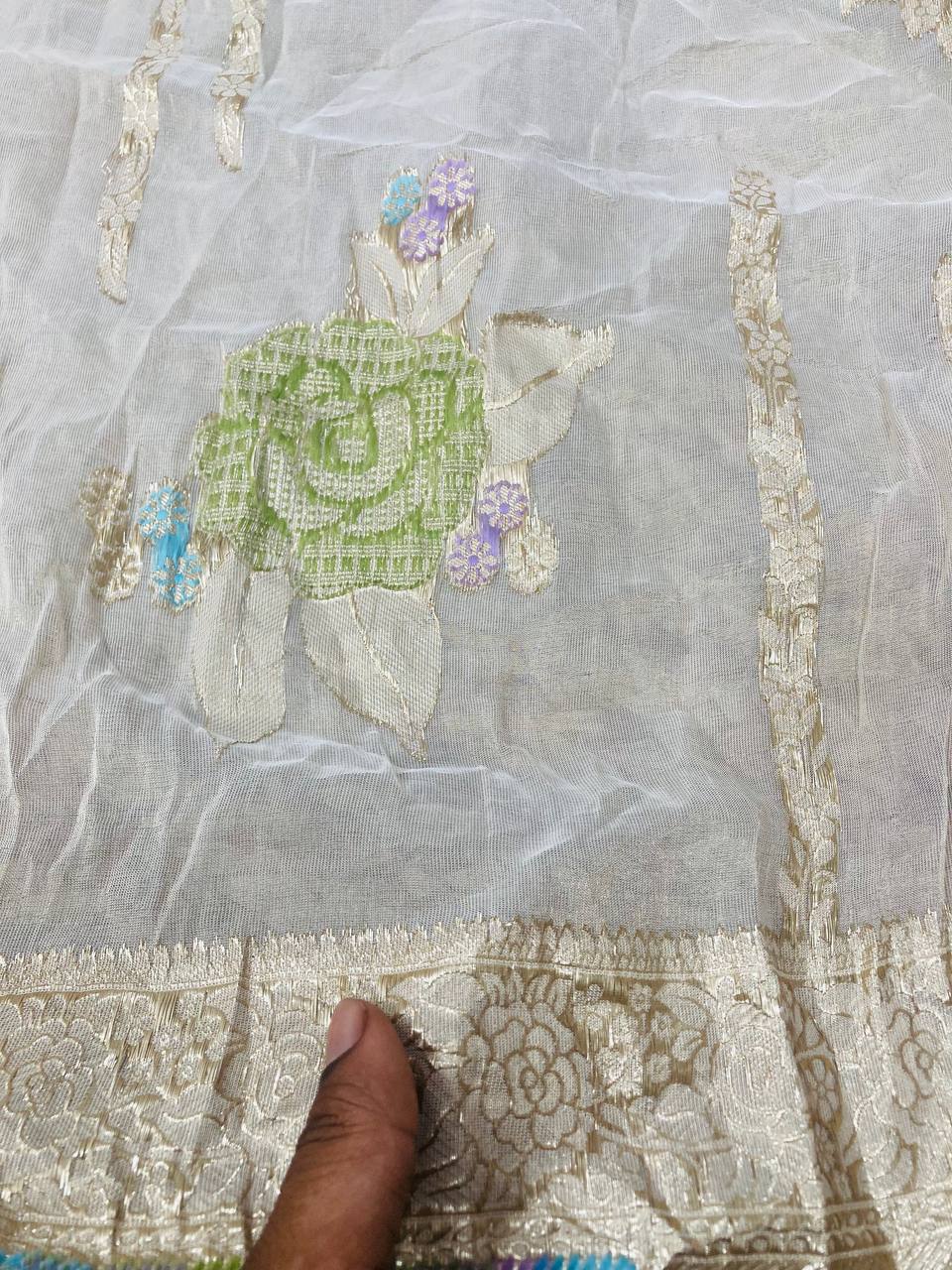 Cut Piece SALE- Premium Designer HAKUBA CHIKANKARI FABRICS IN SALE - Cut SIZE (2.65) METER