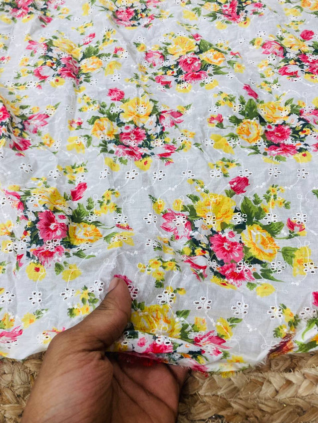 Cut Piece SALE- Premium Designer HAKUBA CHIKANKARI FABRICS IN SALE - Cut SIZE (2) METER