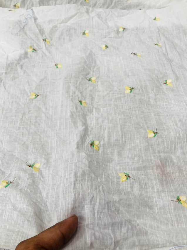 Cut Piece SALE- Premium Designer HAKUBA CHIKANKARI FABRICS IN SALE - Cut SIZE (1.55) METER