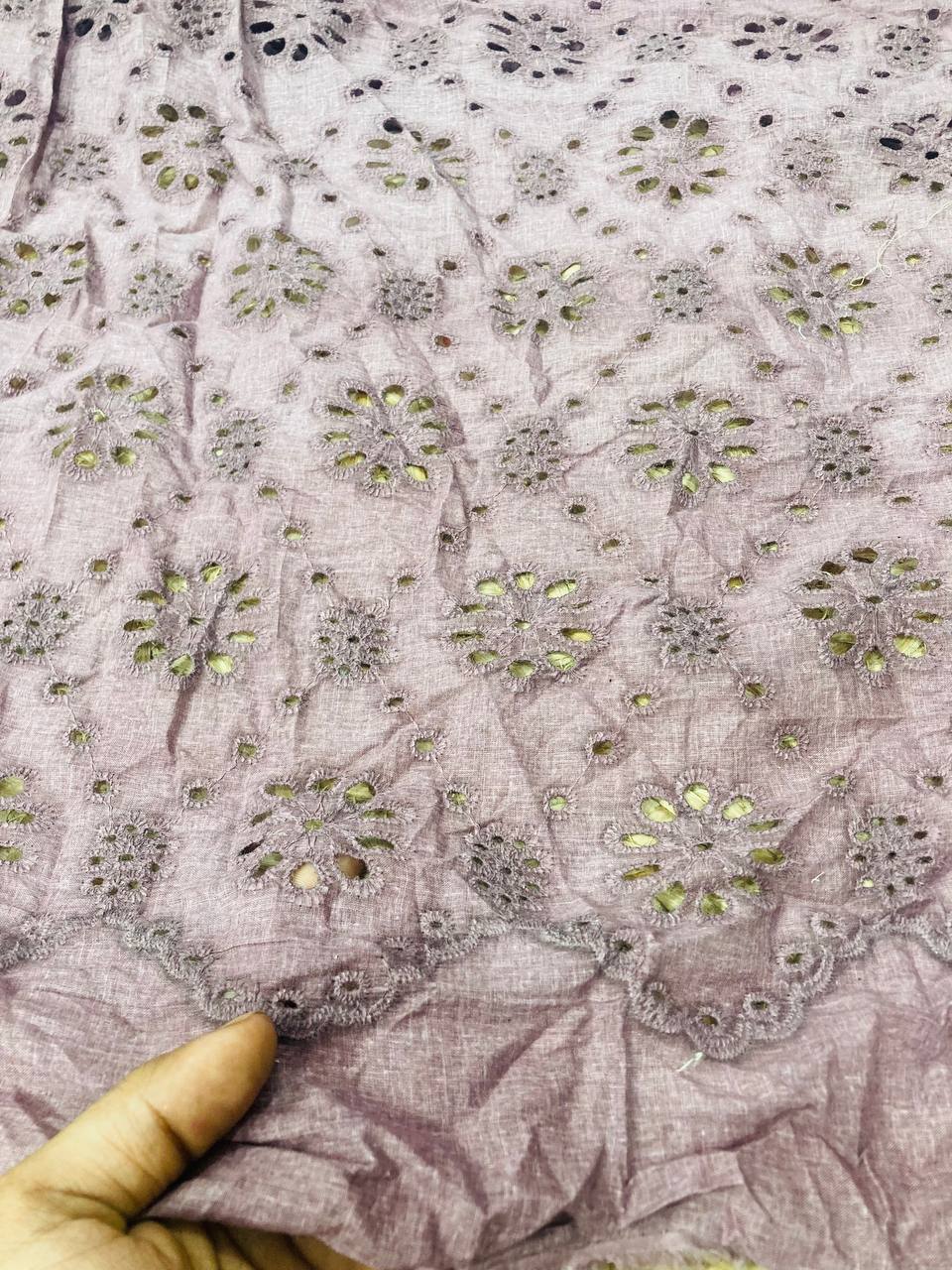 Cut Piece SALE- Premium Designer HAKUBA CHIKANKARI FABRICS IN SALE - Cut SIZE (1.90) METER