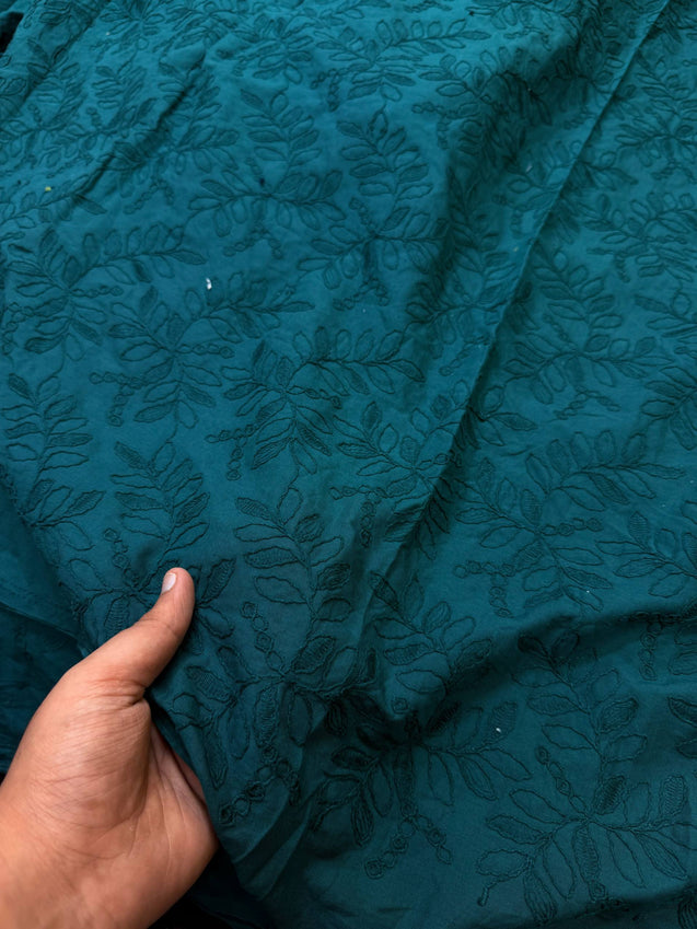 Premium Fine 3D Dori Work With Chikan On Pure  Cotton FABRIC (Big WIDTH!!)