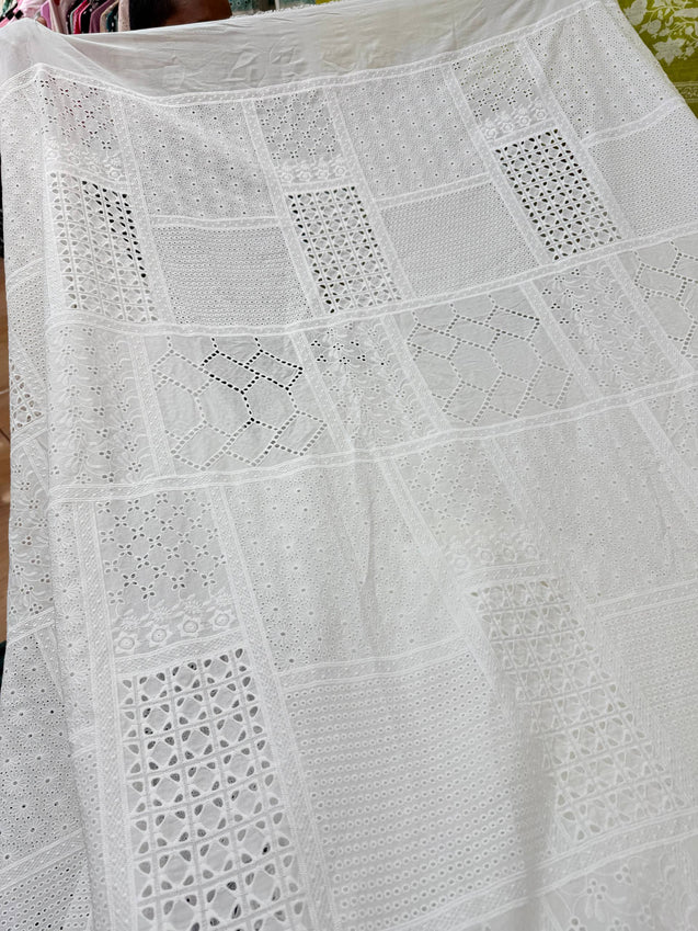 Most Premium Pure Cotton Hakuba Chikankari Fabric (Big WIDTH!!) (Dyeable Also)