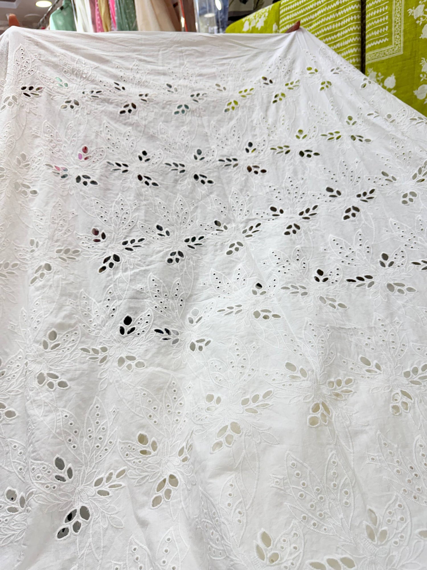 Most Premium Pure Cotton Hakuba Chikankari Fabric (Big WIDTH!!) (Dyeable Also)
