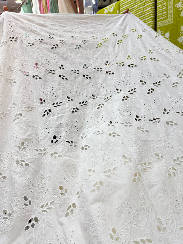Most Premium Pure Cotton Hakuba Chikankari Fabric (Big WIDTH!!) (Dyeable Also)