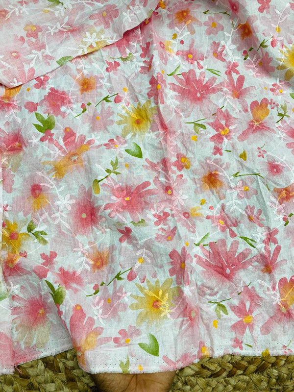 Cut Piece SALE- Premium Designer HAKUBA CHIKANKARI FABRICS IN SALE - Cut SIZE (0.75) METER
