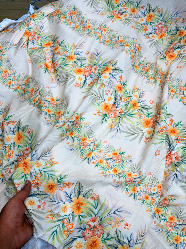 Most Premium BRANDED Pure LINEN Cotton PRINTED FABRIC (Big WIDTH!!)