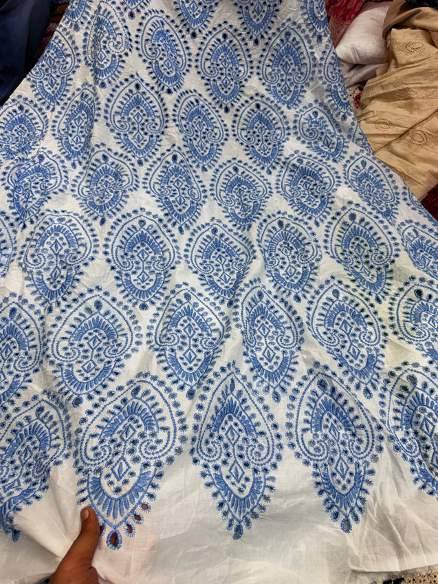 Most Premium Pure Cotton Hakuba Chikankari Fabric (Big WIDTH!!)
