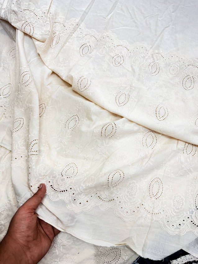 Most Premium Pure Cotton Hakuba Chikankari Fabric (Big WIDTH!!)