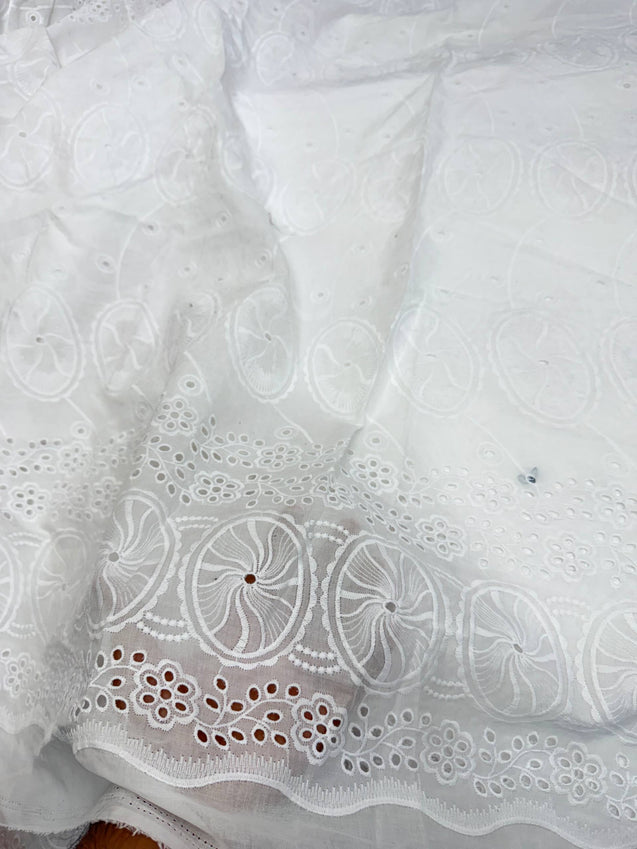 Most Premium Pure Cotton Hakuba Chikankari Fabric (Big WIDTH!!) (Dyeable Also)
