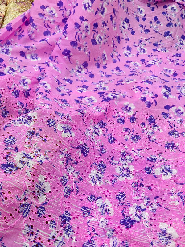 Most Premium Pure Cotton Hakuba Chikankari Printed Fabric (Big WIDTH!!)