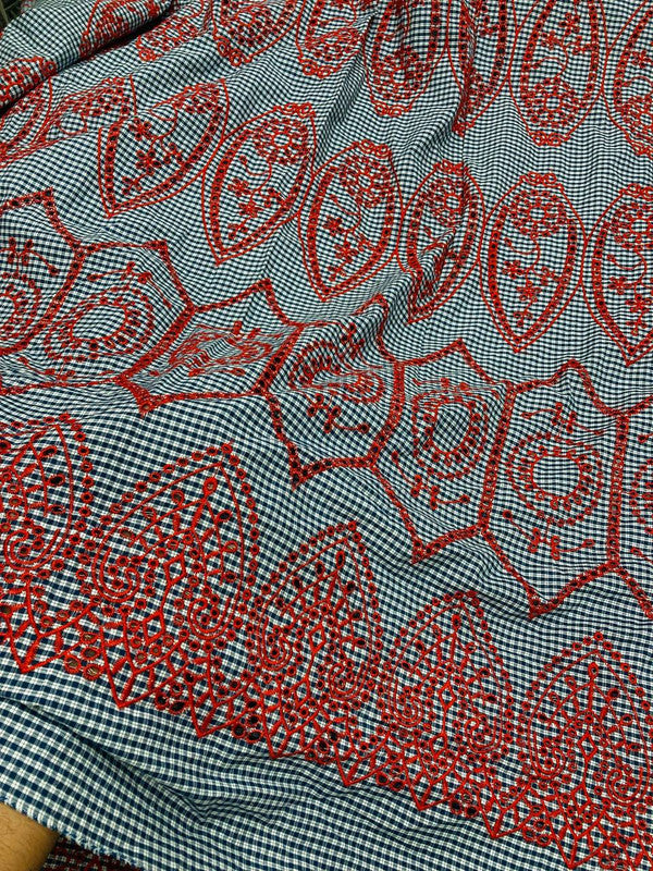 Most Premium Pure Cotton Hakuba Chikankari Printed Fabric (Big WIDTH!!)